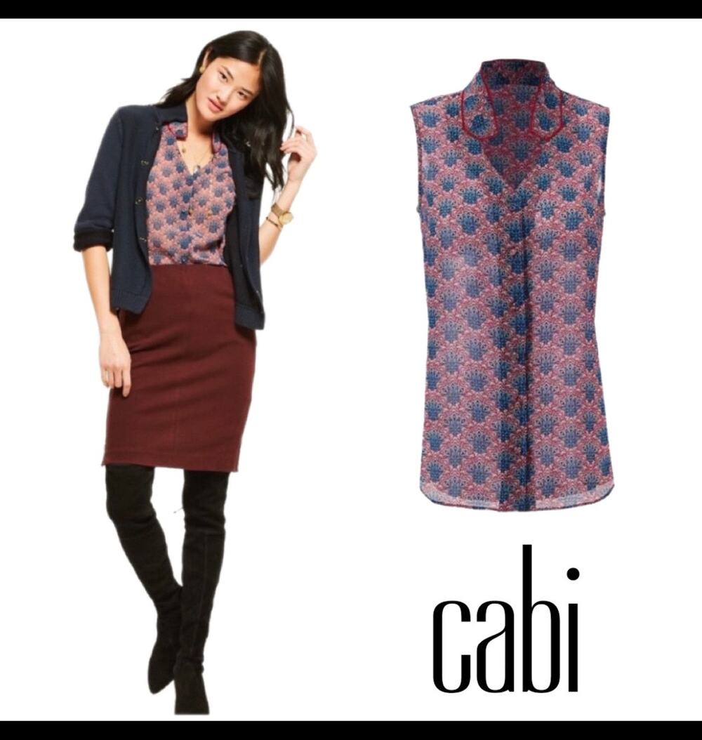 Cabi 3620 fan button down top size S sleeveless